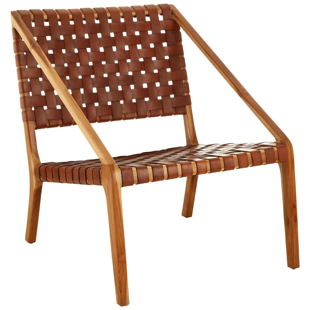 Kendari Tan Strapped Leather and Teak Chair - Living In Kin