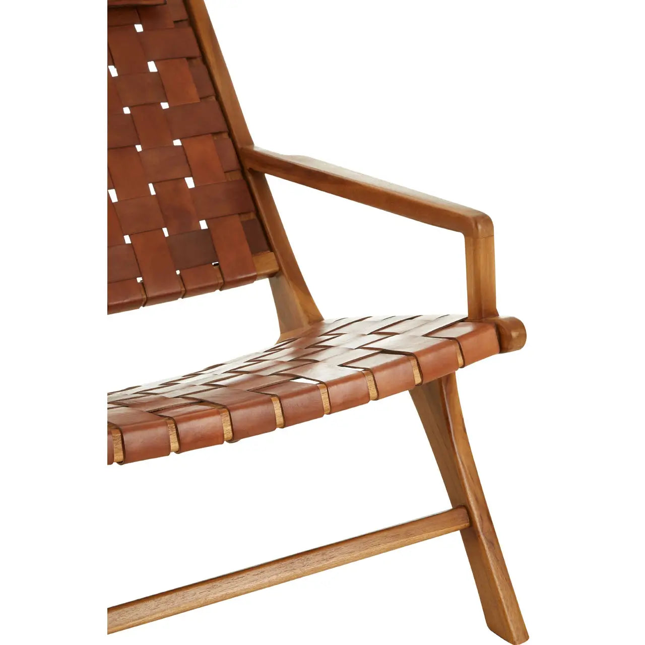Kendari Teak Wood and Leather Chair | Lounge Chair - Living In Kin