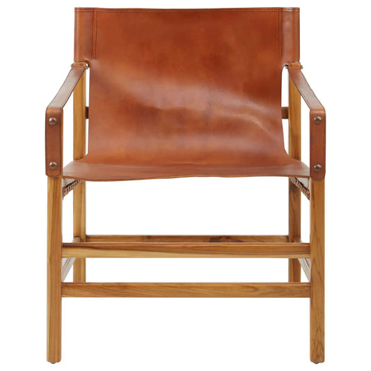 Yumi Brown Leather Chair - Living In Kin