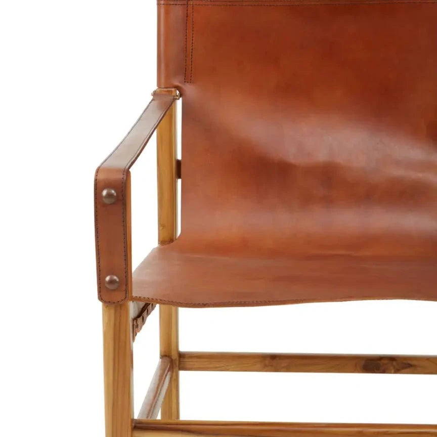 Yumi Brown Leather Chair - Living In Kin