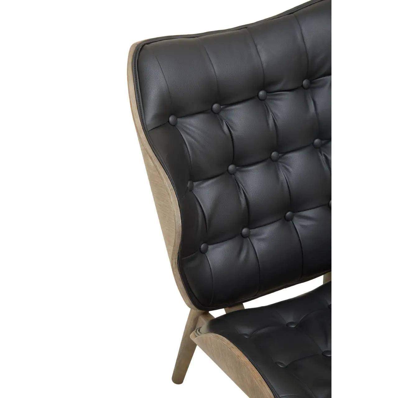 Vinsi Black Leather Effect Chair With Button Detail - Living In Kin