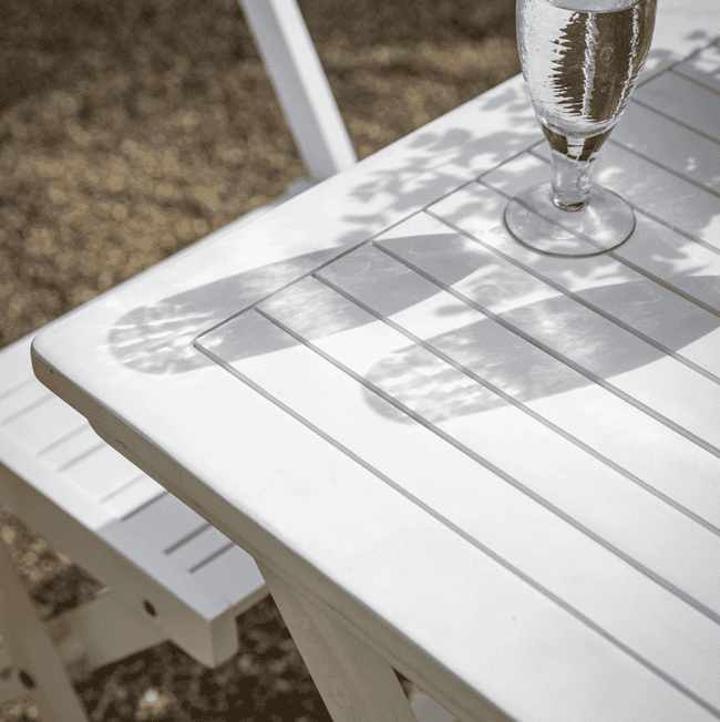 Brighton Outdoor White Foldaway Dining Set - Living In Kin