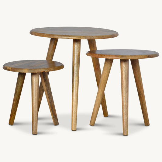 set of 3 semi-nesting 3-legged stools