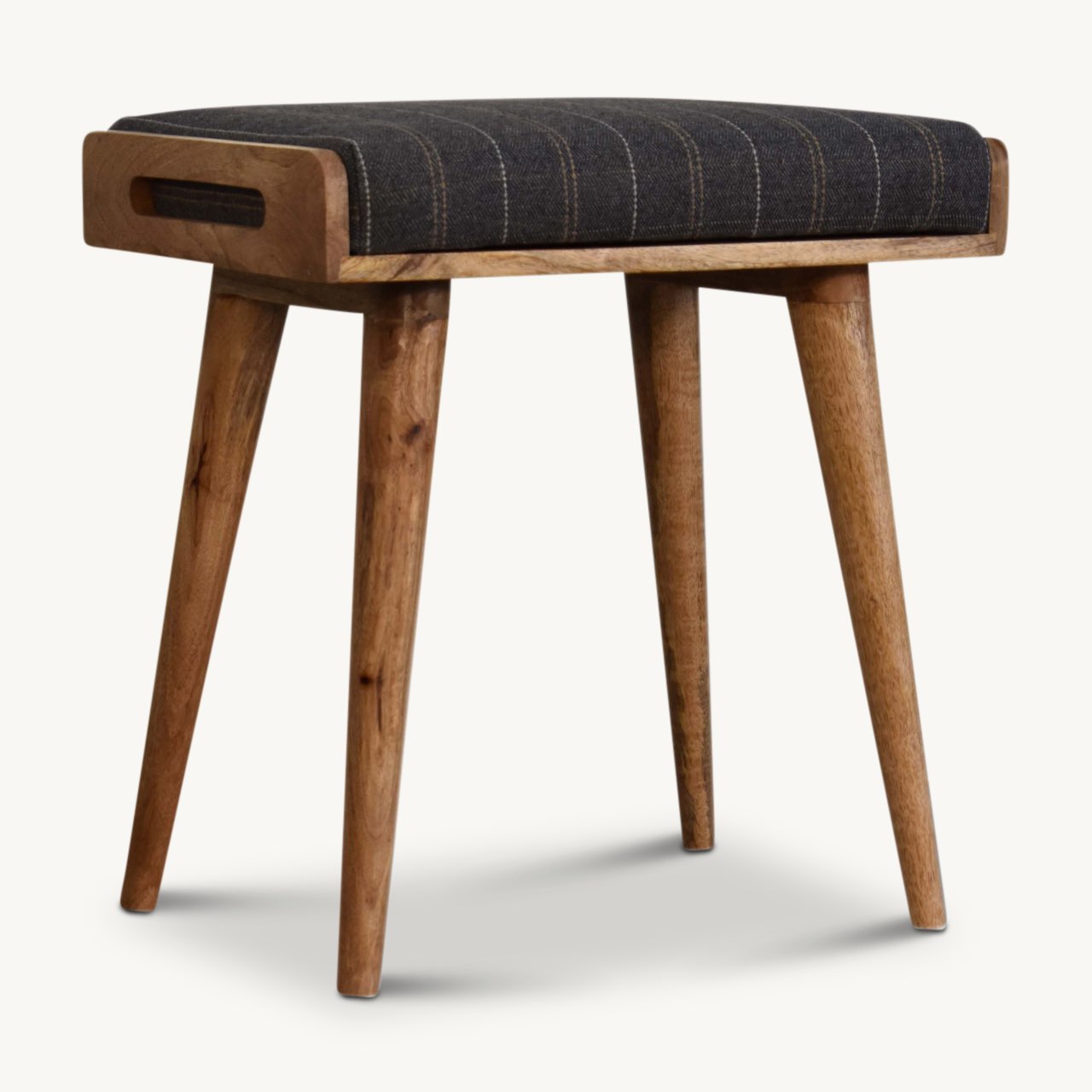 modern tweed upholstered footstool