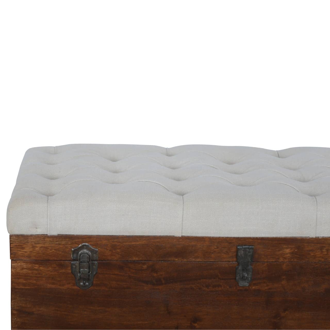 White Linen Solid Wooden Storage Trunk - Living In Kin