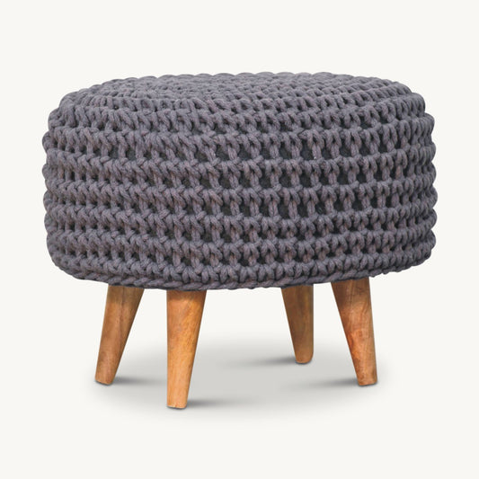 Chucky knit footstool in grey