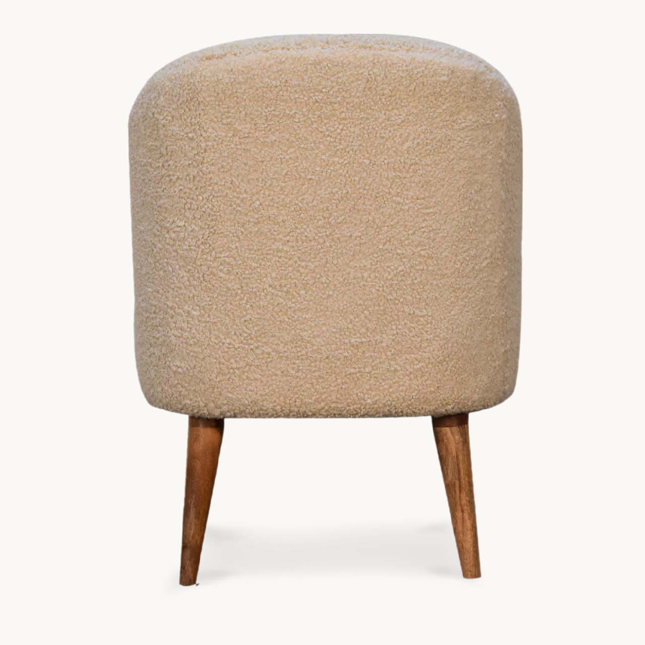 cream boucle upholstered tub chair