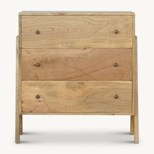 Solid wood chest of drawers with treble leg design
