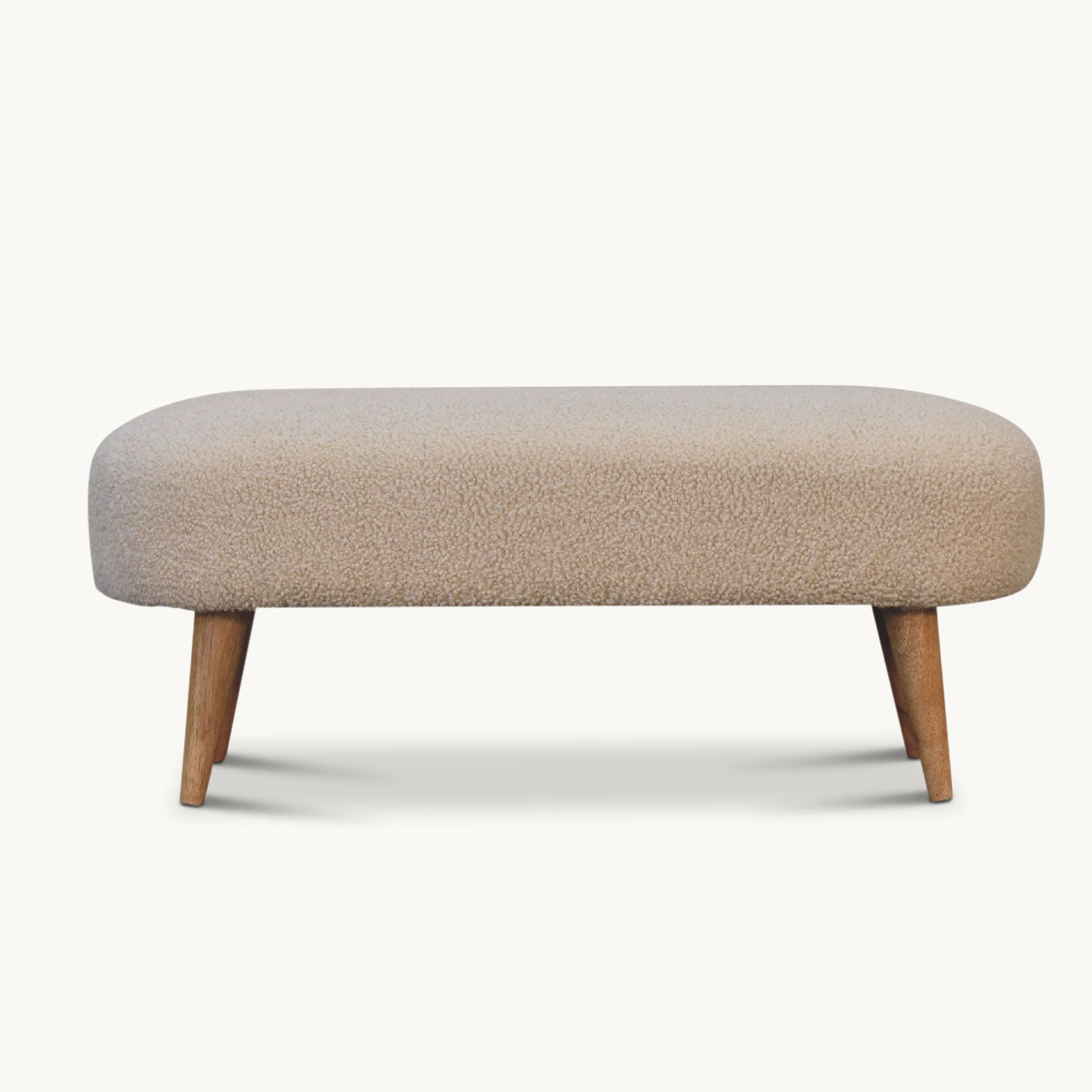 Upholstered boucle hallway bench