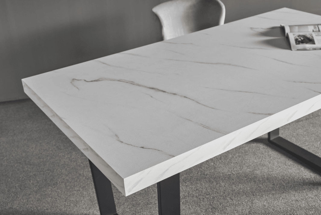 Newington dining table with marble effect top