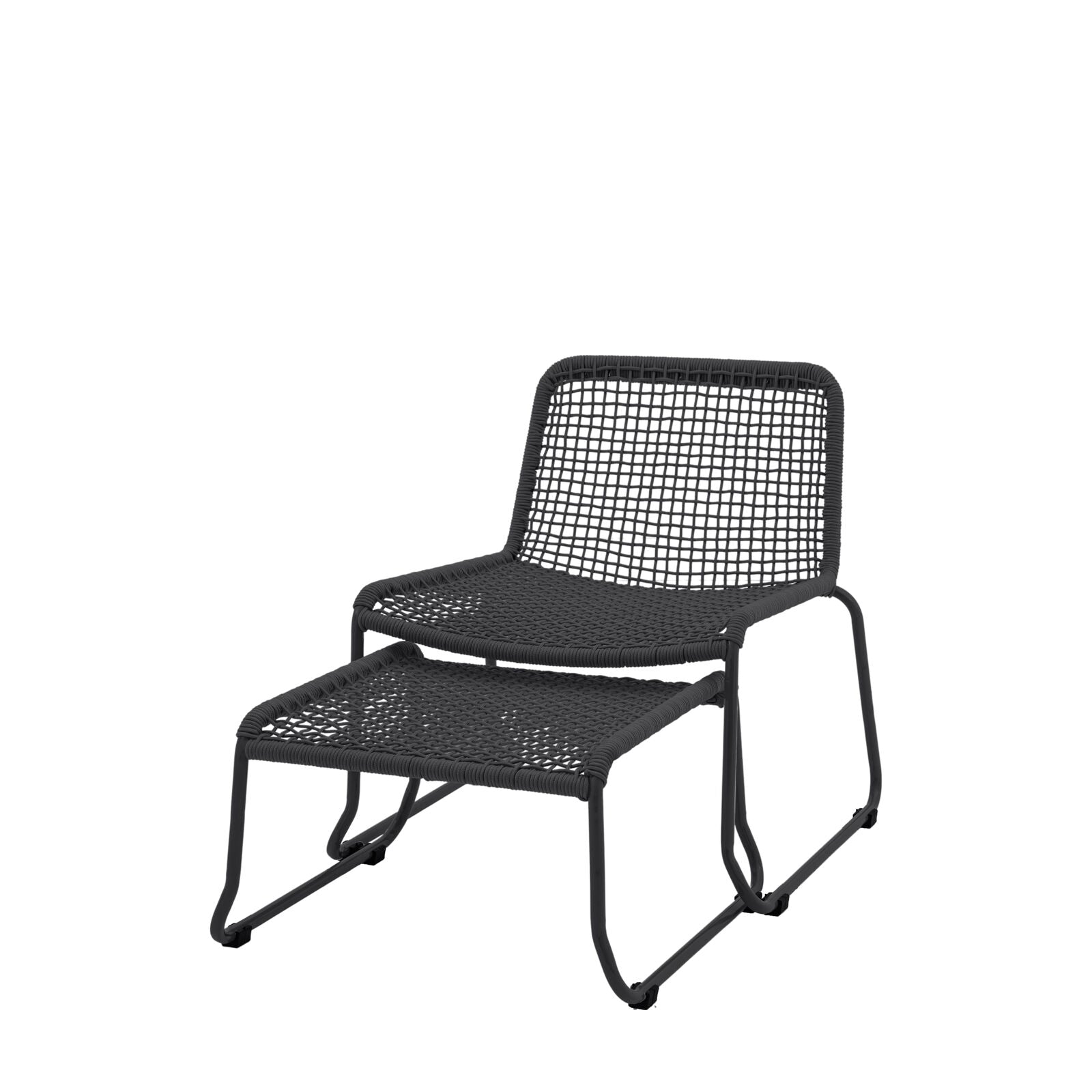 Copy of Brazilia Garden Lounge Chair with Footstool - Black - Living In Kin
