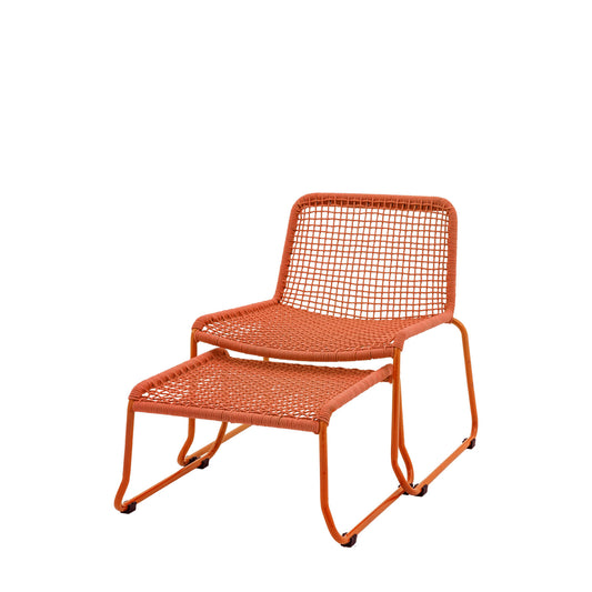 Brazilia Garden Lounge Chair with Footstool - Orange - Living In Kin