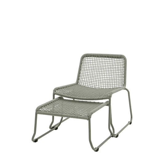 Brazilia Garden Lounge Chair with Footstool - Green - Living In Kin