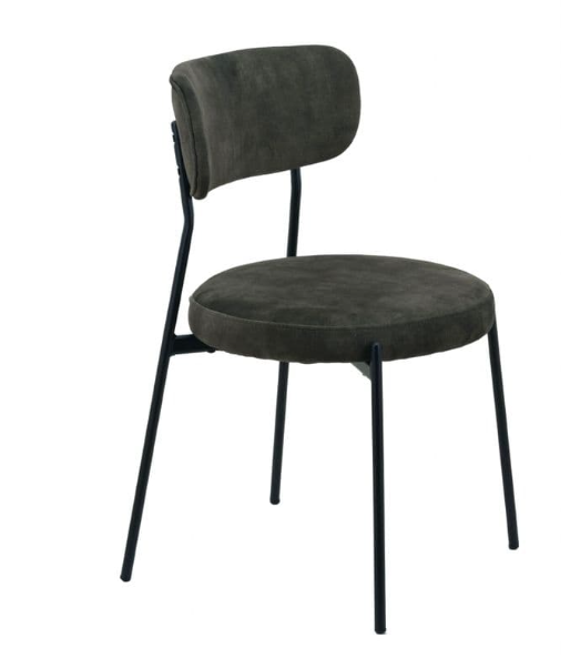 Soho dining chair with dark green upholstered seat and back - living in kin