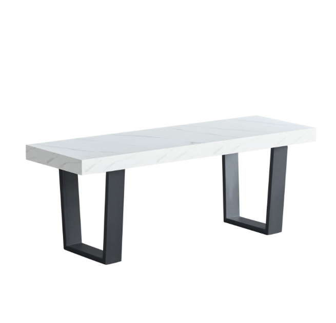 Newington dining bench with marble effect top