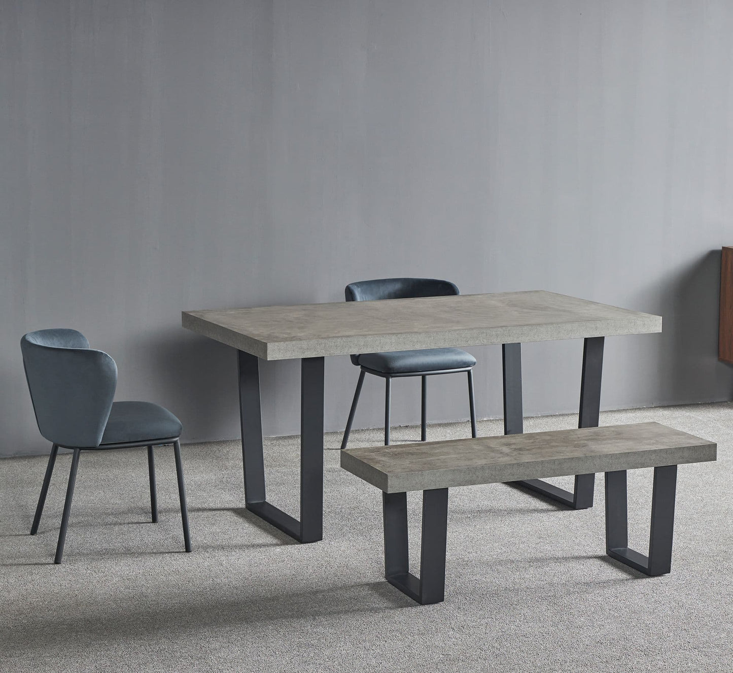 Dannis MDF Dining Bench with Concrete Effect - Living In Kin