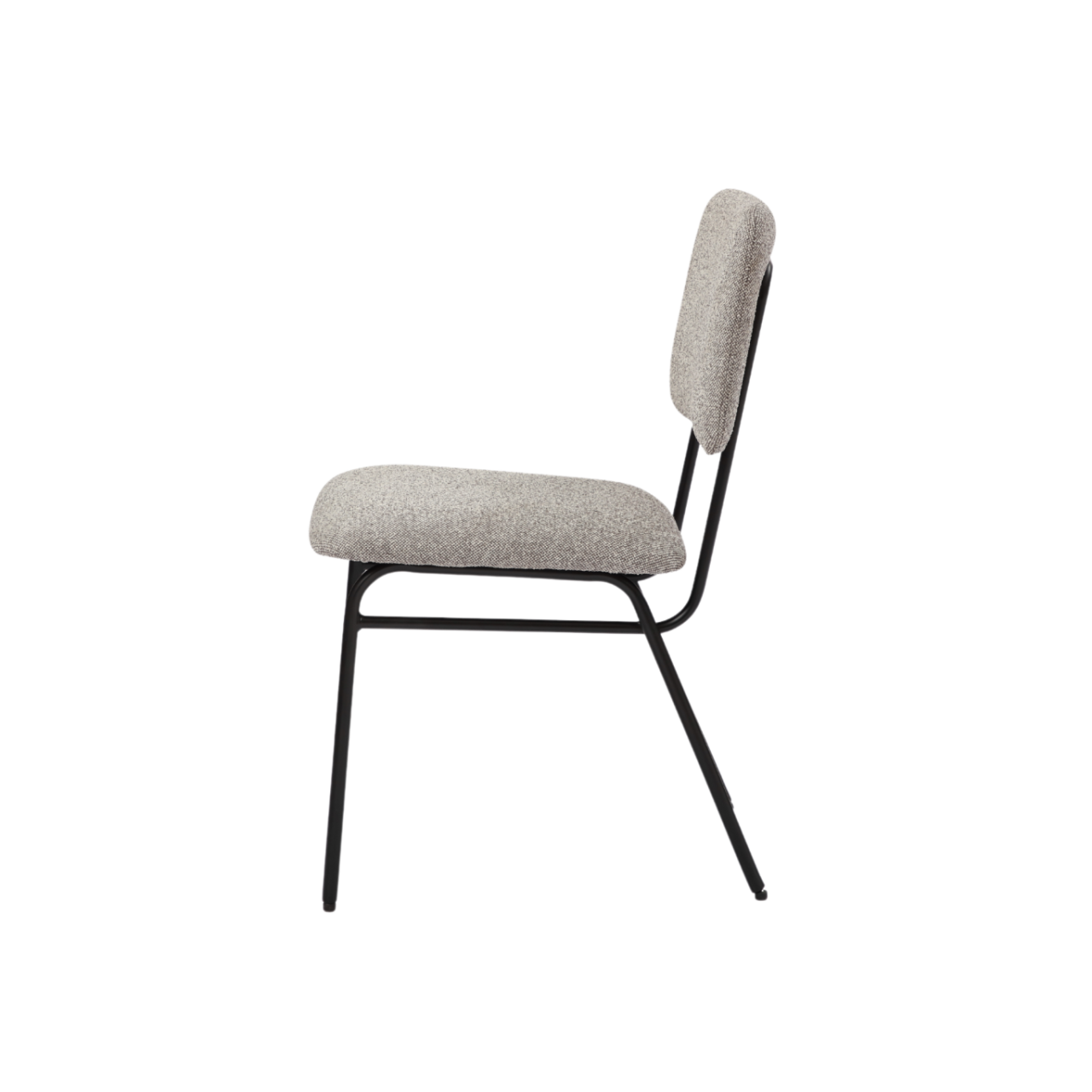 side view of padded industrial style dining chair