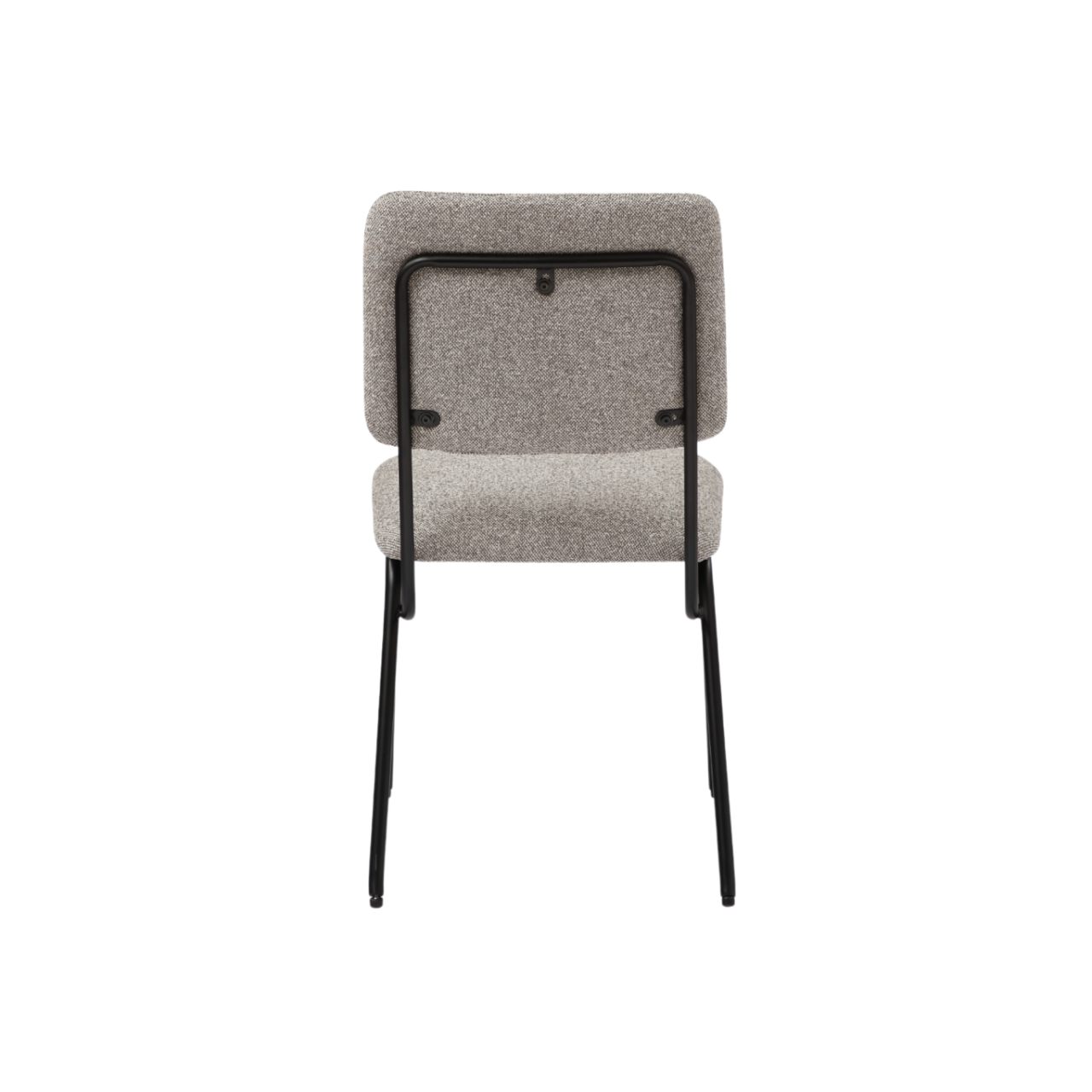 back view of padded industrial style dining chair