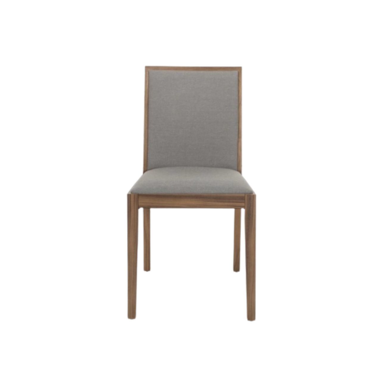 Modern minimal wooden dining chair with contrasting upholstered seat and back