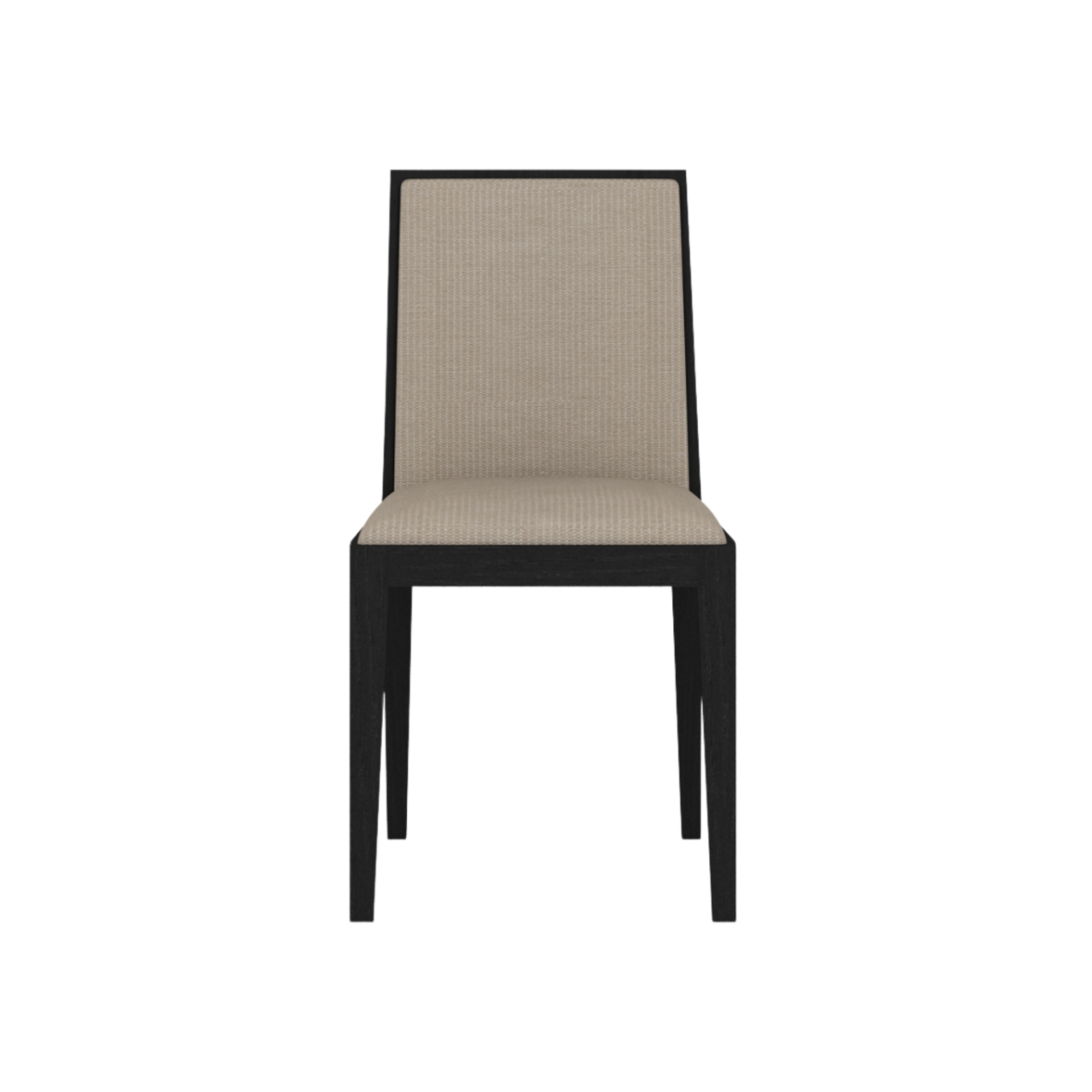 Modern minimal wooden dining chair with contrasting upholstered seat and back