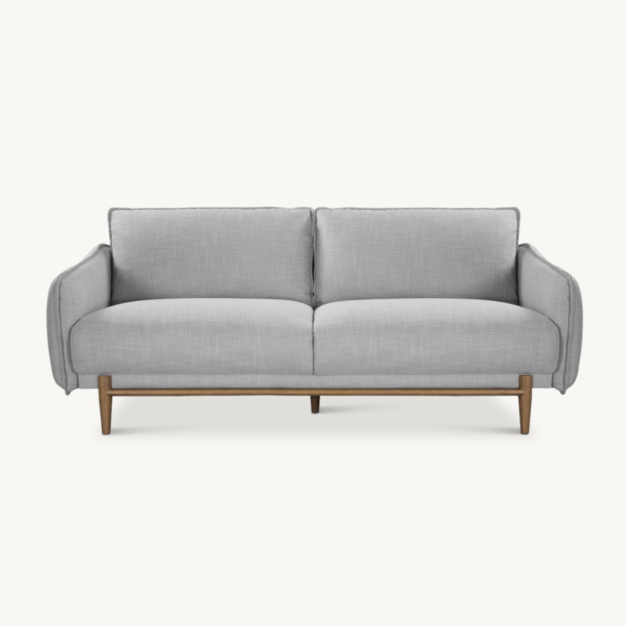 modern comfy 3 seater sofa upholstered in grey linen fabric