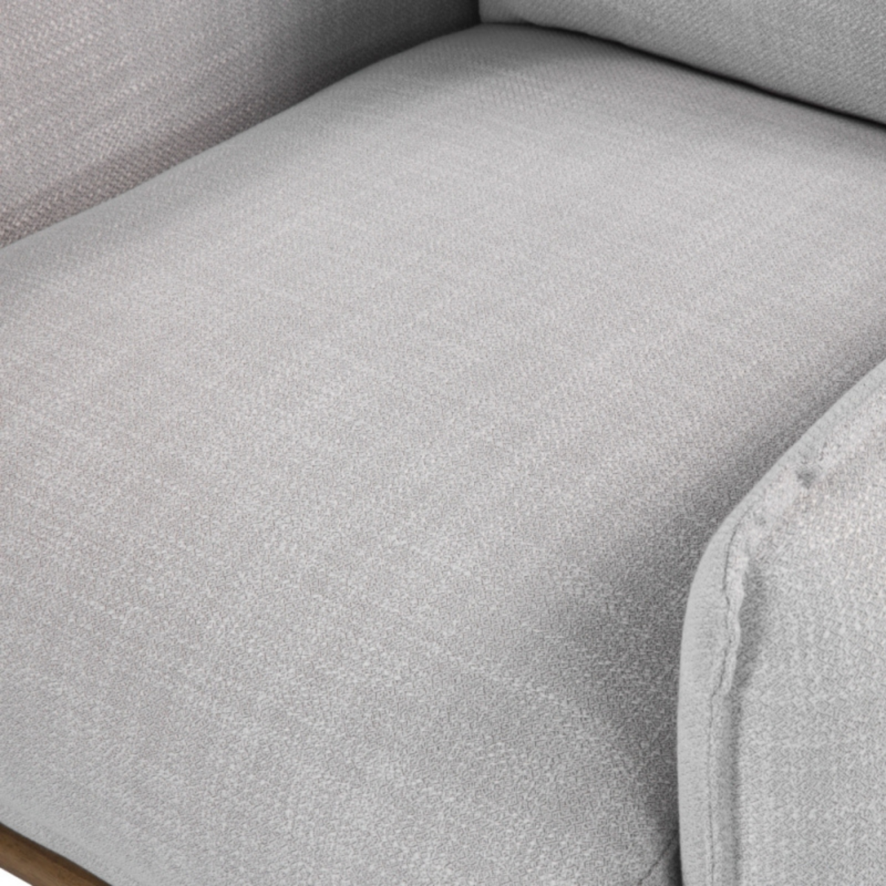 detail of modern designer armchair in grey linen upholstery