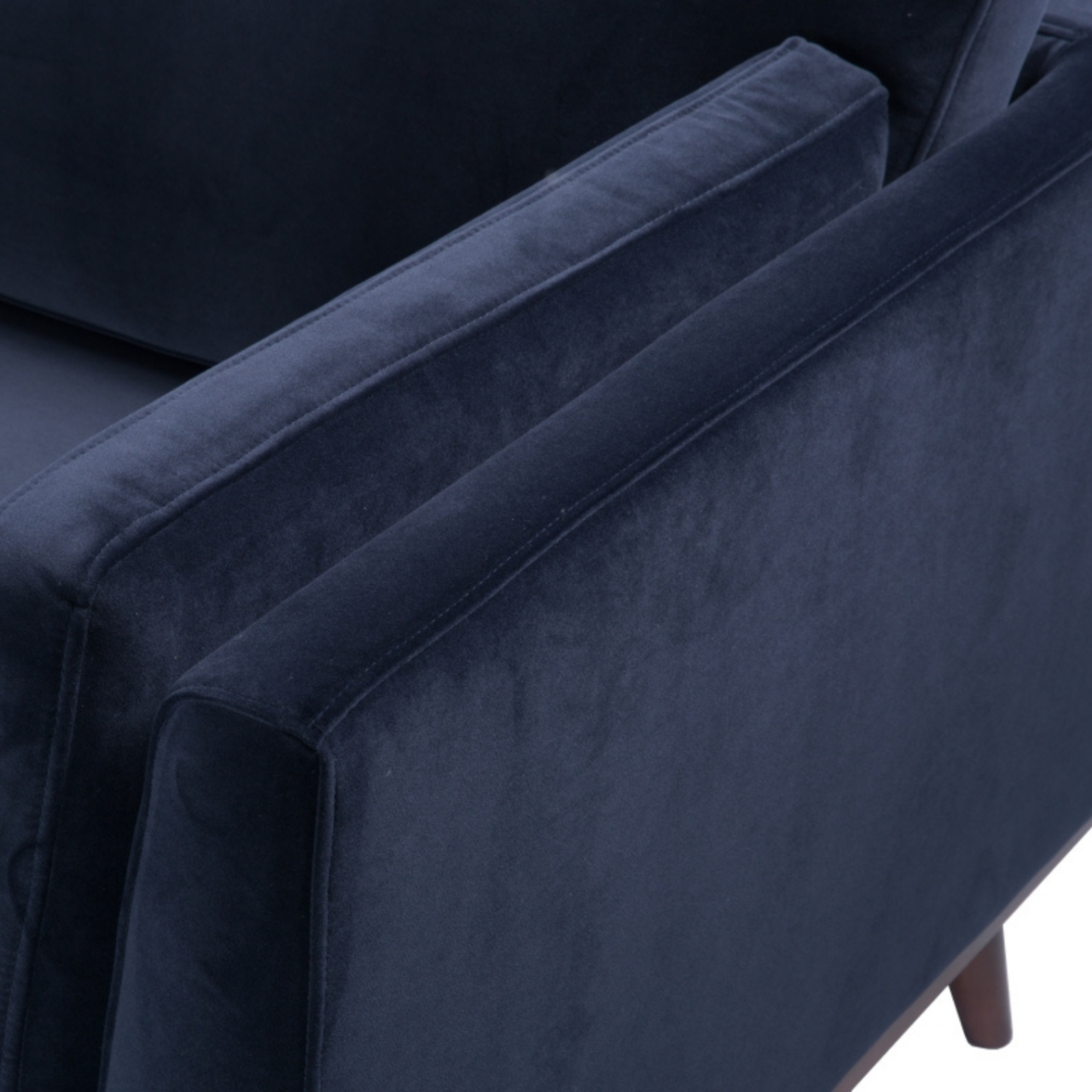 simple modern 3 seater sofa in midnight blue velvet