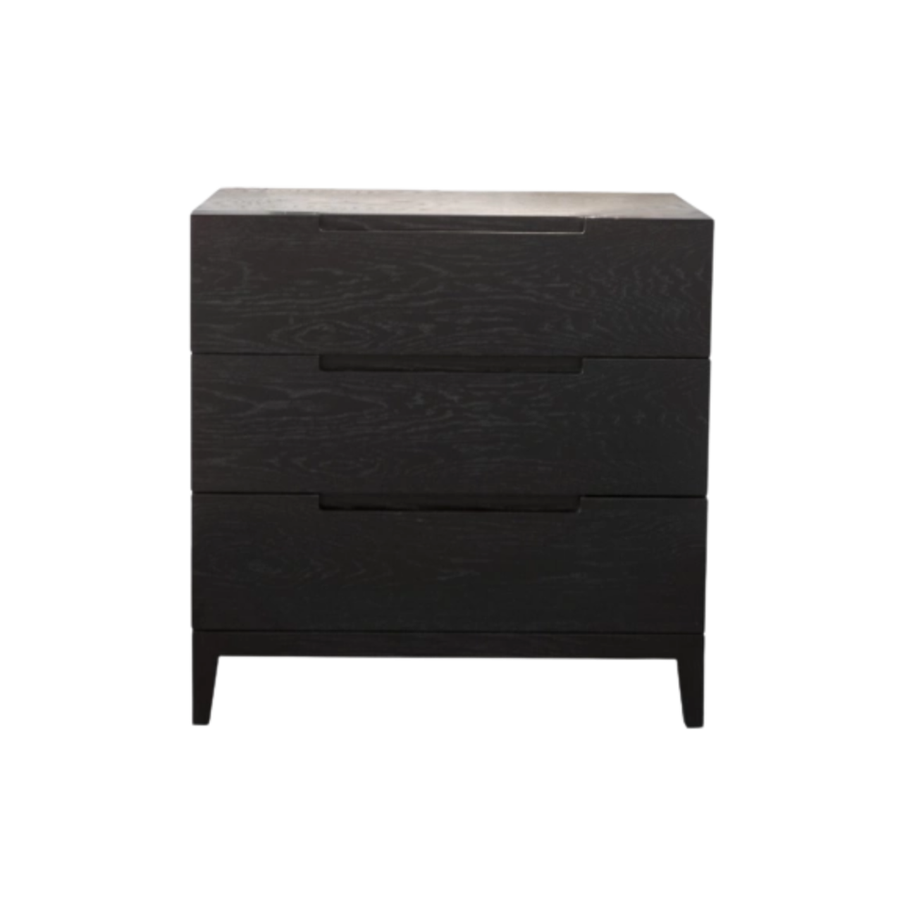 simple three drawer wooden chest of drawers in wenge