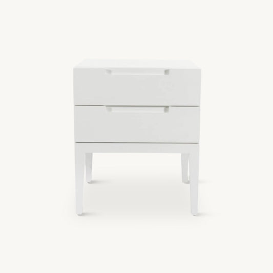 minimal white 2 drawer bedside table