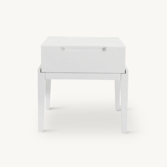 Modern white bedside table with one drawer