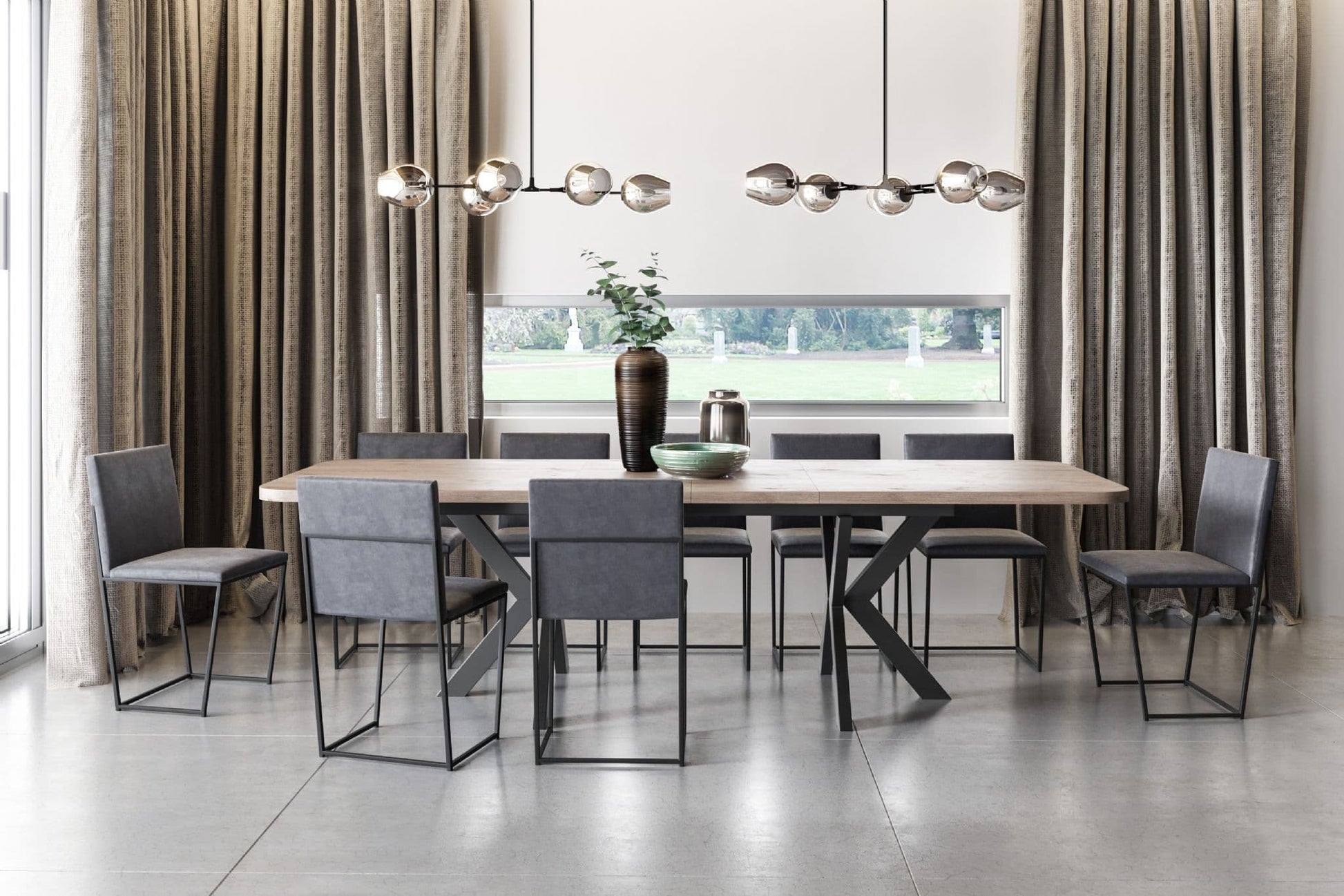 OSLO Rectangle Oak Laminate Dining Table extendable 200cm-280cm - Living In Kin