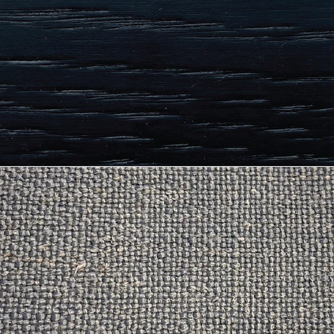 wenge and grey fabric dining chair detail